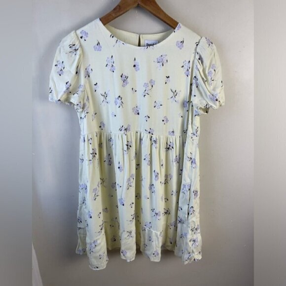 Aritzia SUNDEH Zane puff-sleeve Cottagecore floral butter yellow dress SZ Medium - Picture 4 of 16